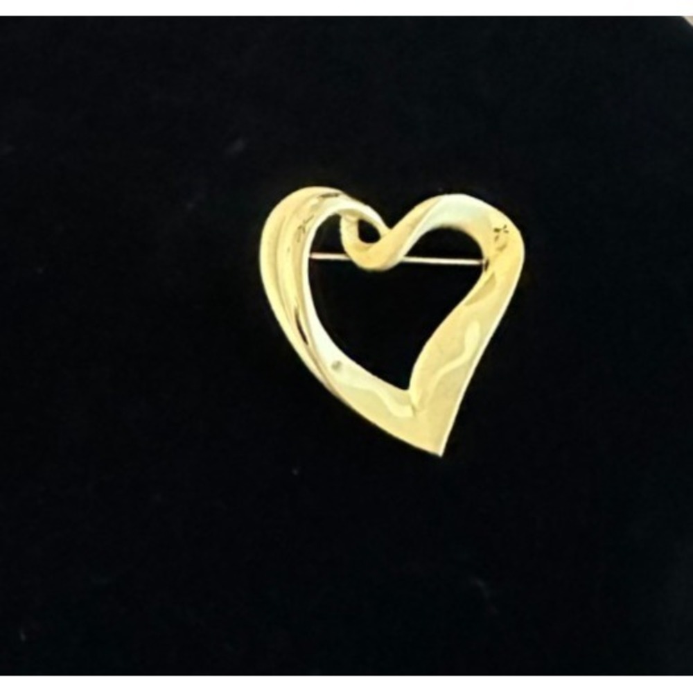 Vintage Open Heart Pin Brooch Gold Tone Retro‎